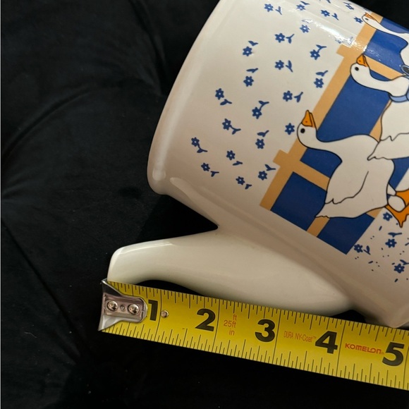 VTG Duck Geese Tea Pot Kettle Ceramic MCM 80s Kitchen Blue Flower Bow Farmhouse - Picture 13 of 16